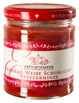 Erdbeere-weiße Schokolade-Minze Fruchtaufstrich 210g