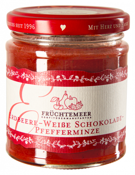 Erdbeere-weiße Schokolade-Minze Fruchtaufstrich 210g